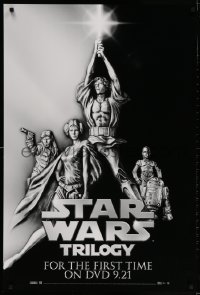 3r156 STAR WARS TRILOGY 27x40 video poster 2004 George Lucas, art of Hamill, Fisher, Ford!