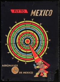 3r019 AERONAVES DE MEXICO MEXICO 27x37 Mexican travel poster 1960s colorful artwork!
