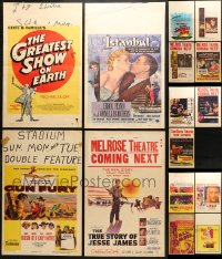 3s016 LOT OF 15 WINDOW CARDS 1950s great images from a variety of different movies!