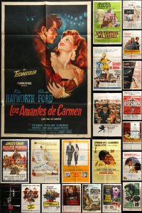 3s161 LOT OF 23 FOLDED SPANISH LANGUAGE ONE-SHEETS 1940s-1980s a variety of movie images!