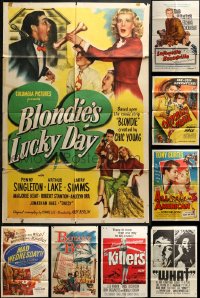 3s169 LOT OF 13 FOLDED ONE-SHEETS 1940s-1960s great images from a variety of different movies!
