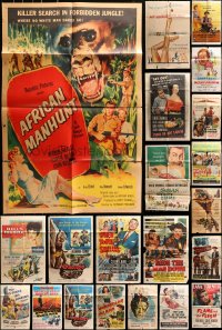 3s160 LOT OF 24 FOLDED ONE-SHEETS 1940s-1950s great images from a variety of different movies!