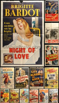 3s167 LOT OF 15 FOLDED ONE-SHEETS 1940s-1950s great images from a variety of different movies!
