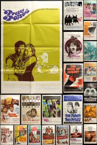 3s148 LOT OF 37 FOLDED ONE-SHEETS 1950s-1970s great images from a variety of different movies!