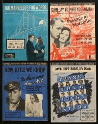 3s093 LOT OF 4 HUMPHREY BOGART MOVIE ENGLISH SHEET MUSIC 1940s To Have and Have Not & more!
