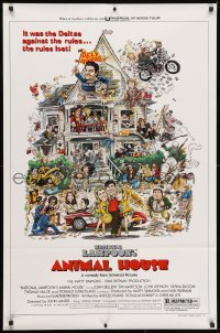 3t042 ANIMAL HOUSE style B 1sh 1978 John Belushi, John Landis classic, art by Rick Meyerowitz!