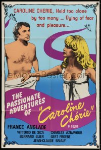 3t142 CAROLINE CHERIE 1sh 1970s held too close by too many -- dying of fear and pleasure...!