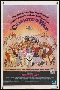 3t150 CHARLOTTE'S WEB 1sh 1973 E.B. White's farm animal cartoon classic!