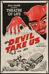 3t215 DEVIL TAKE US 1sh 1955 Herbert Morgan, incredible art of devil with cars on string!