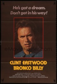 3t122 BRONCO BILLY English 1sh 1980 Clint Eastwood, cool different close-up image & tagline!