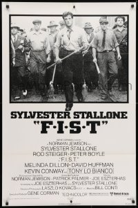 3t276 F.I.S.T. 1sh 1977 great image of Sylvester Stallone & lots of angry strikers!