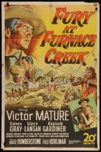3t318 FURY AT FURNACE CREEK 1sh 1948 Victor Mature & Coleen Gray western!