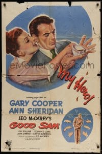 3t335 GOOD SAM 1sh 1948 great art of Gary Cooper & sexy Ann Sheridan spilling coffee!