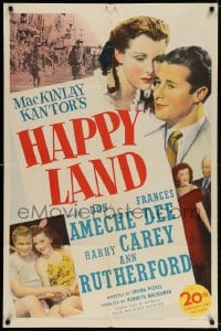 3t357 HAPPY LAND 1sh 1943 Don Ameche's son dies in WWII, a ghost shows him why it was worth while!