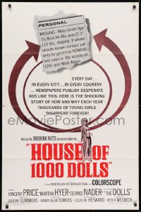 3t408 HOUSE OF 1000 DOLLS 1sh 1967 Vincent Price, Martha Hyer, traffic in human flesh!