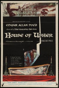 3t410 HOUSE OF USHER 1sh 1960 Poe's tale of the ungodly & evil, art by Reynold Brown!