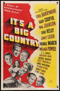 3t446 IT'S A BIG COUNTRY 1sh 1951 Gary Cooper, Janet Leigh, Gene Kelly & other major stars!