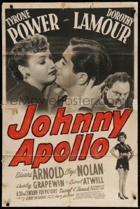 3t463 JOHNNY APOLLO 1sh 1940 close-up of Tyrone Power & Dorothy Lamour!
