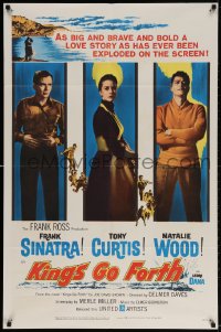 3t480 KINGS GO FORTH 1sh 1958 portraits of Frank Sinatra, Tony Curtis & Natalie Wood!