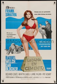 3t493 LADY IN CEMENT Spanish/US 1sh 1968 Sinatra, different art of emphasizing sexy Raquel Welch!