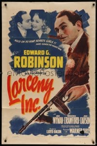 3t495 LARCENY INC. 1sh 1942 Edward G. Robinson will steal the gold right out of your teeth!