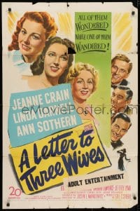 3t511 LETTER TO THREE WIVES 1sh 1949 Jeanne Crain, Linda Darnell, Ann Sothern, Kirk Douglas!
