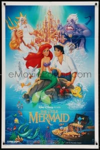 3t514 LITTLE MERMAID DS 1sh 1989 great Bill Morrison art of Ariel & cast, Disney underwater cartoon