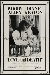 3t529 LOVE & DEATH style B 1sh 1975 Woody Allen & Diane Keaton romantic kiss close up!