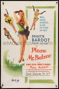 3t539 MADEMOISELLE STRIPTEASE 1sh 1957 Brigitte Bardot is France's most luscious export, rare!
