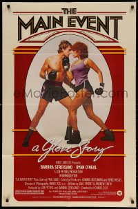 3t542 MAIN EVENT 1sh 1979 great full-length image of Barbra Streisand boxing with Ryan O'Neal!
