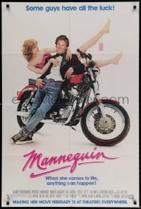 3t552 MANNEQUIN advance 1sh 1987 great image of Andrew McCarthy & fake Kim Cattrall on motorcycle!