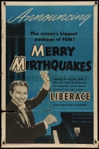 3t564 MERRY MIRTHQUAKES 1sh 1953 great portrait of Liberace smiling by his piano!
