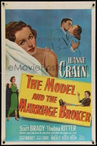 3t573 MODEL & THE MARRIAGE BROKER 1sh 1952 Scott Brady kisses Jeanne Crain, smoking Thelma Ritter!