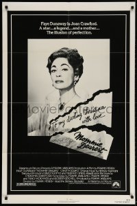 3t576 MOMMIE DEAREST 1sh 1981 great portrait of Faye Dunaway as legendary actress Joan Crawford!