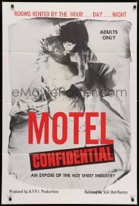 3t586 MOTEL CONFIDENTIAL 1sh 1967 the hot sheet industry, rooms by the hour, day, or night!