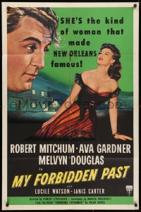 3t593 MY FORBIDDEN PAST 1sh 1951 Mitchum, Gardner is the kind of girl that made New Orleans famous!