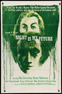 3t604 NIGHT IS MY FUTURE 1sh 1962 Ingmar Bergman's Musik I morker, Swedish, cool artwork!