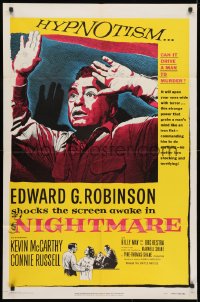 3t611 NIGHTMARE 1sh 1956 cool art of Edward G. Robinson, from the Cornel Woolrich novel!