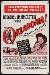 3t625 OKLAHOMA 1sh R1963 Gordon MacRae, Shirley Jones, Rodgers & Hammerstein musical!