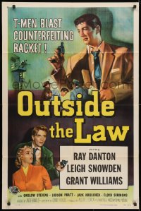 3t644 OUTSIDE THE LAW 1sh 1956 art of Treasury Man Ray Danton who blasts a counterfeiting racket!