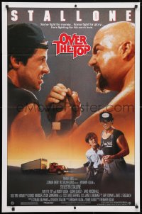 3t646 OVER THE TOP 1sh 1987 trucker Sylvester Stallone arm wrestling giant guy & with son!