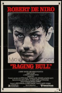 3t687 RAGING BULL 1sh 1980 Hagio art of Robert De Niro, Martin Scorsese boxing classic!