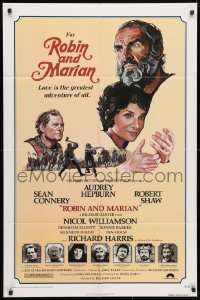 3t722 ROBIN & MARIAN 1sh 1976 Sheriff Robert Shaw, Sean Connery & Audrey Hepburn by Drew Struzan!