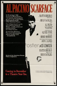 3t743 SCARFACE advance 1sh 1983 Al Pacino with gun, De Palma, Oliver Stone, rare December version!