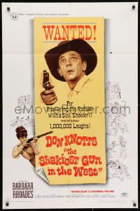 3t756 SHAKIEST GUN IN THE WEST 1sh 1968 Barbara Rhoades with rifle, Don Knotts on wanted poster!