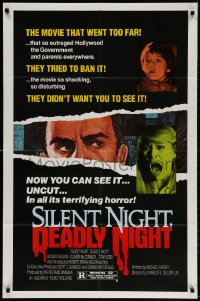 3t764 SILENT NIGHT, DEADLY NIGHT 1sh 1984 the movie that went too far, now you can see it uncut!