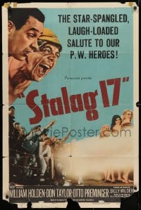 3t802 STALAG 17 1sh 1953 William Holden, Robert Strauss, Billy Wilder directed WWII POW classic!