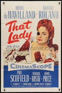 3t862 THAT LADY 1sh 1955 Terence Young, art of Gilbert Roland & Olivia de Havilland with eyepatch!