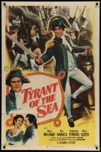 3t917 TYRANT OF THE SEA 1sh 1950 art of captain Rhys Williams, suicide invasion of hostile seas!