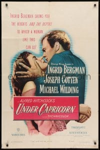 3t919 UNDER CAPRICORN 1sh 1949 romantic c/u of Ingrid Bergman & Joseph Cotten, Hitchcock!